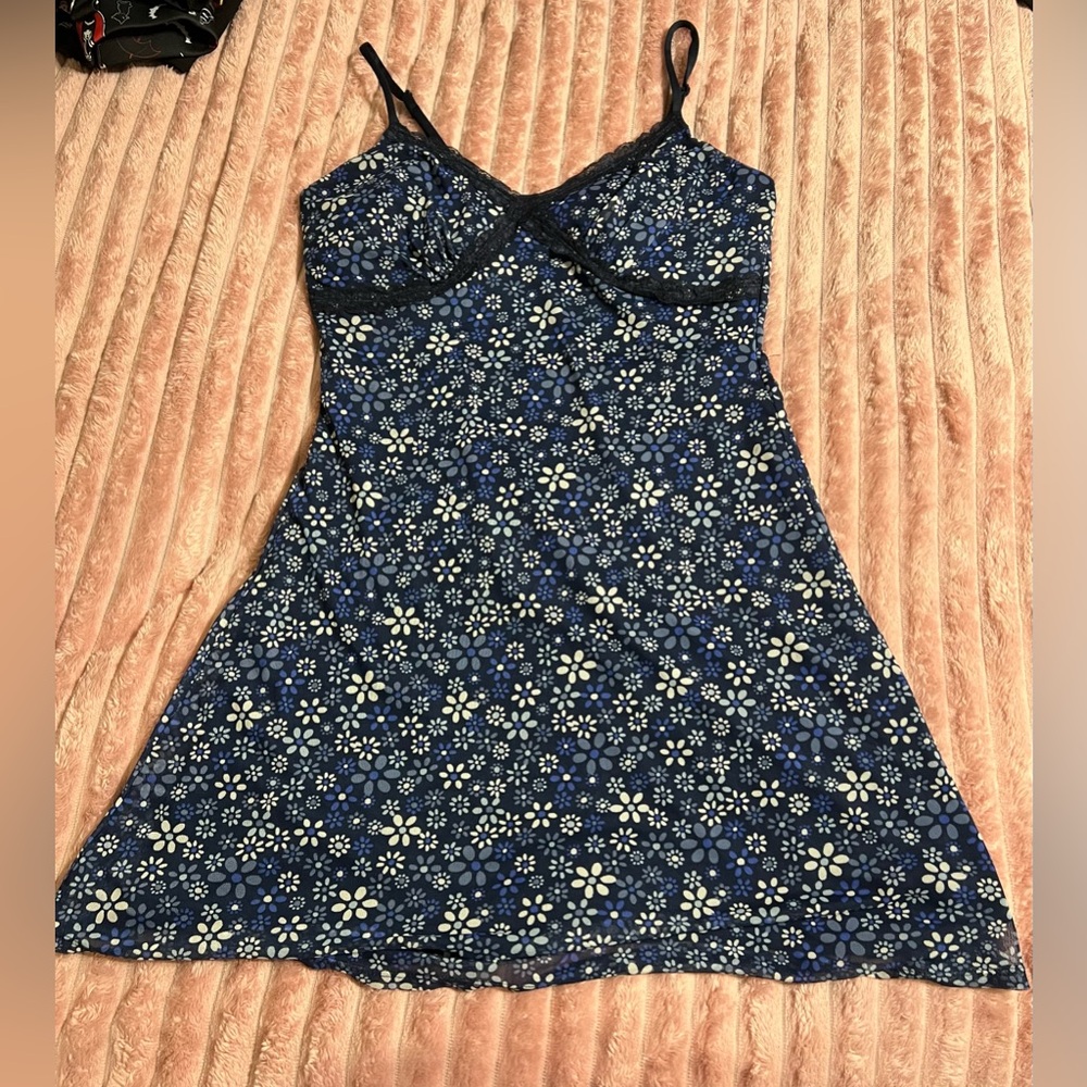 No Boundaries Navy Floral Chemise